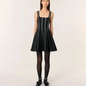 Vestido corto de punto jacquard