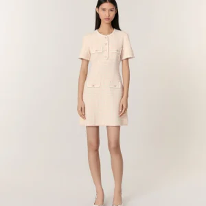 Vestido corto de punto efecto tweed