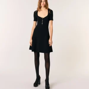 Vestido corto de punto y canalé