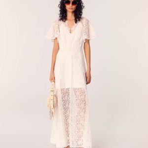 Falda larga en guipur floral