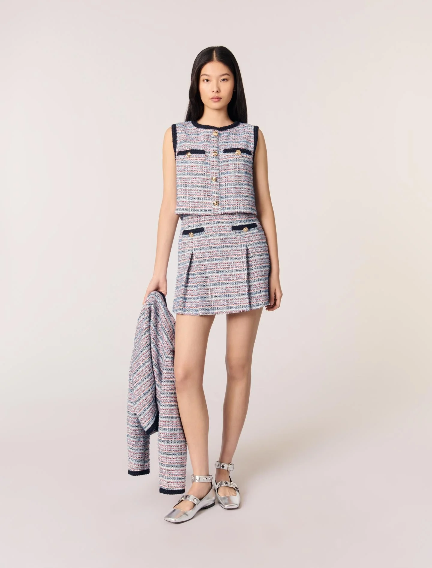 Vestido corto 2 en 1 de tweed