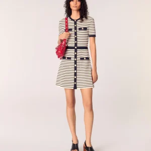 Vestido corto de punto de canalé