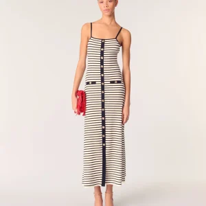 Vestido largo de punto de canalé