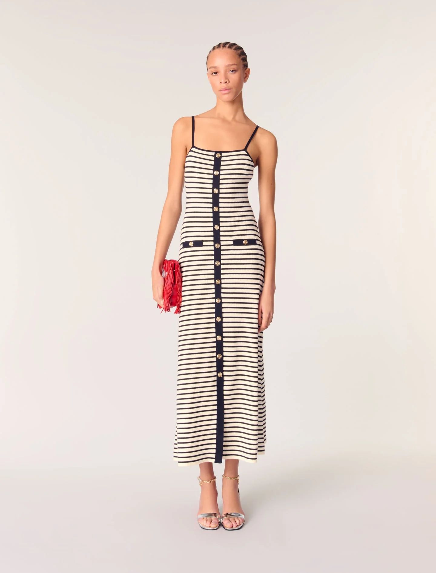 Vestido largo de punto de canalé