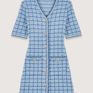 Vestido corto de punto efecto tweed