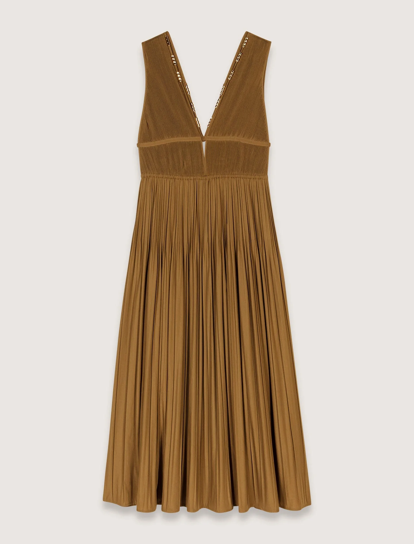 Vestido plisado con escote de joyas - Imagen 5