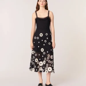 Vestido largo de ganchillo floral