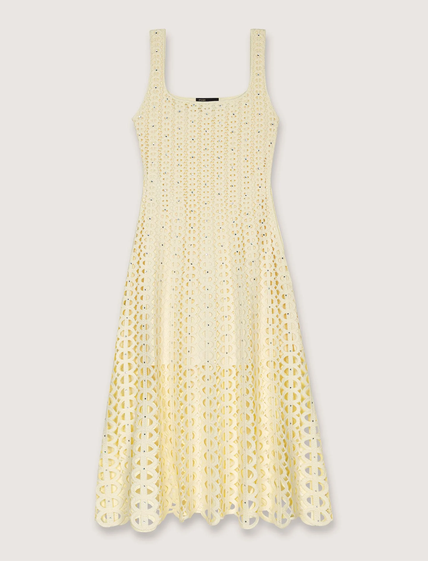 Vestido midi de ganchillo y strass - Imagen 4