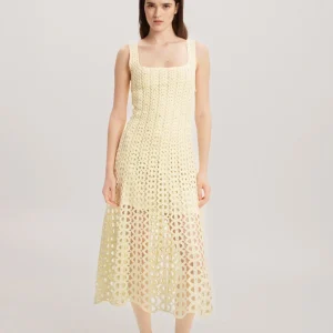 Vestido midi de ganchillo y strass