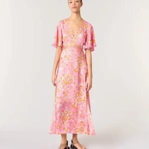 Vestido largo fluido estampado