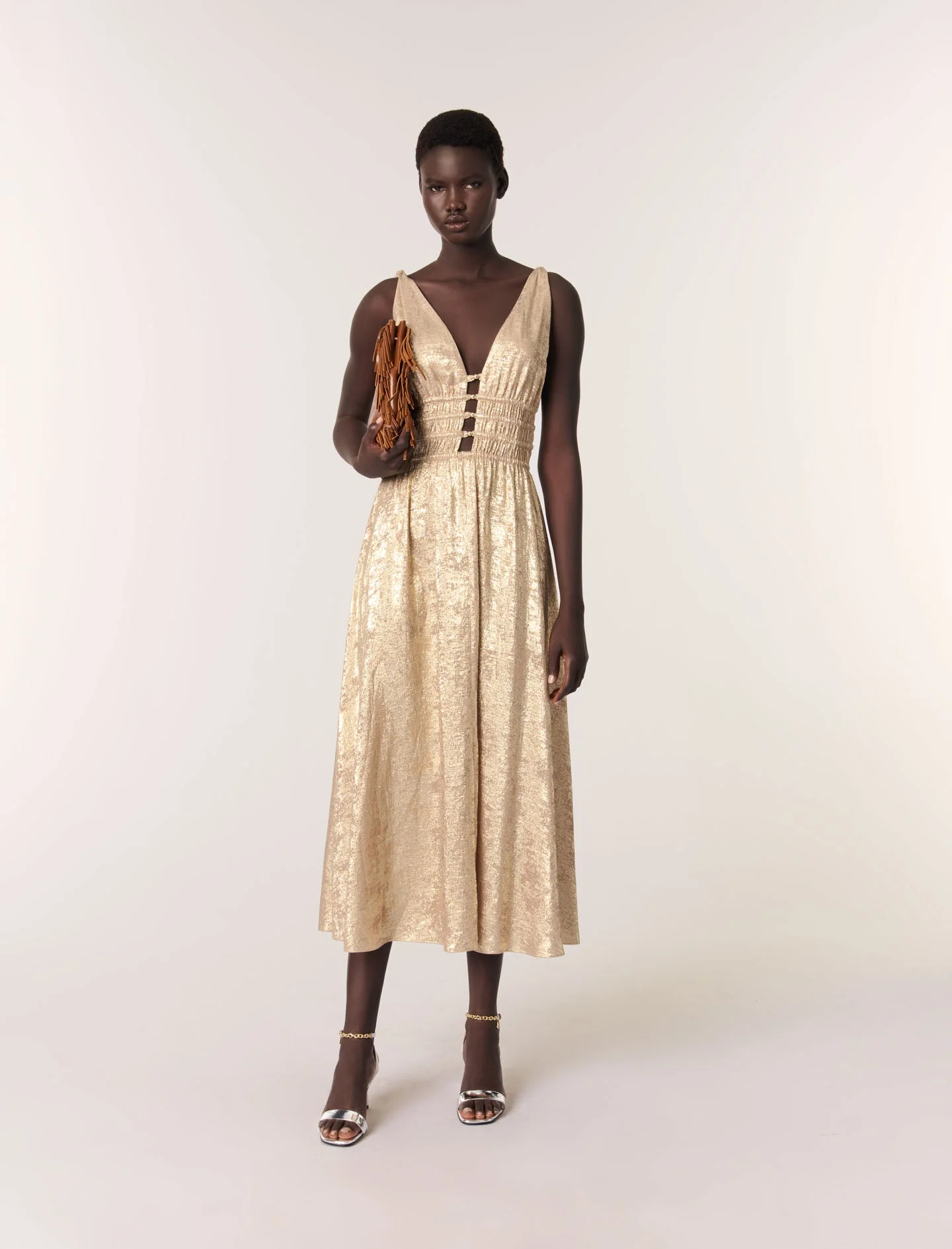 Vestido largo metalizado