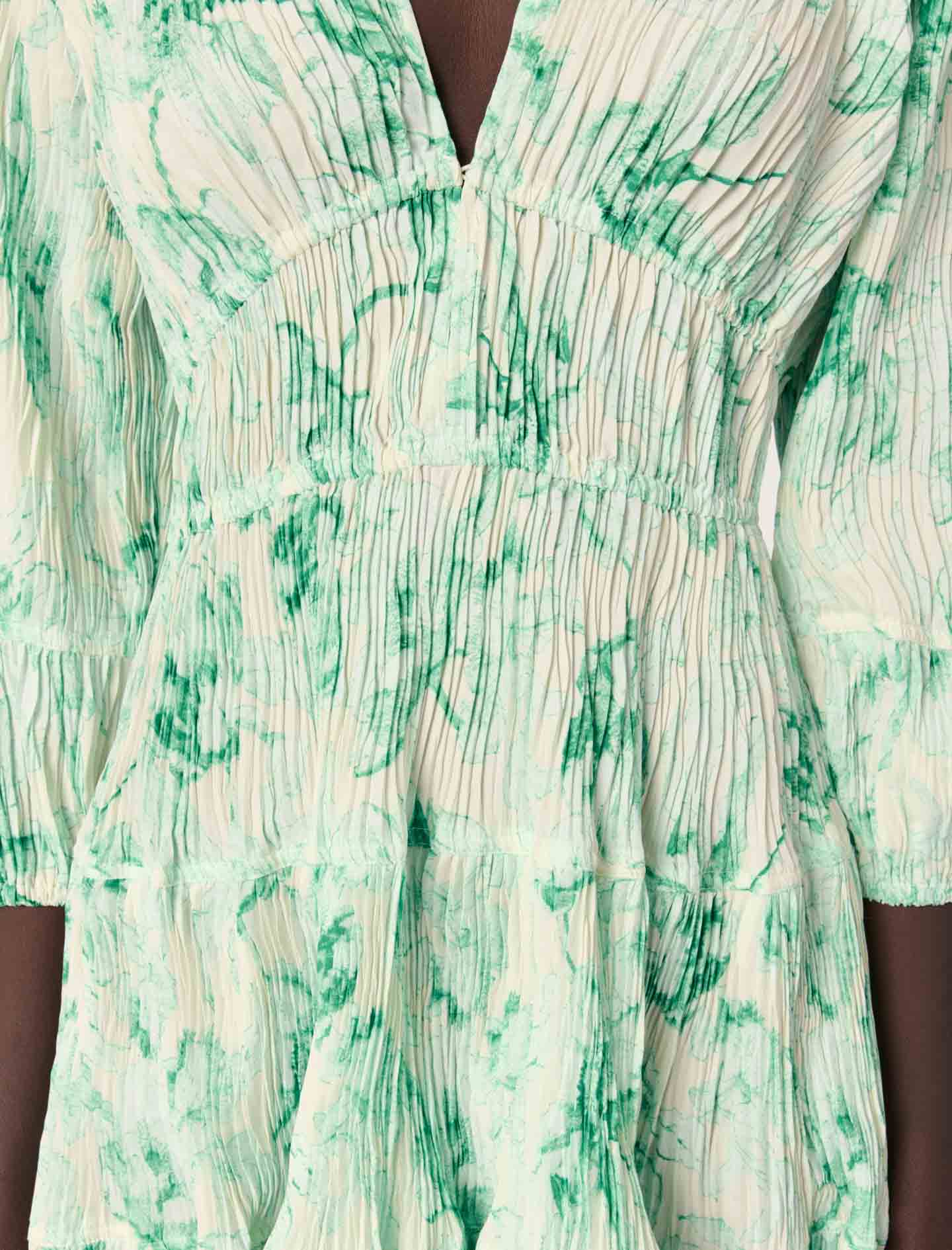 Vestido corto plisado y estampado - Imagen 3