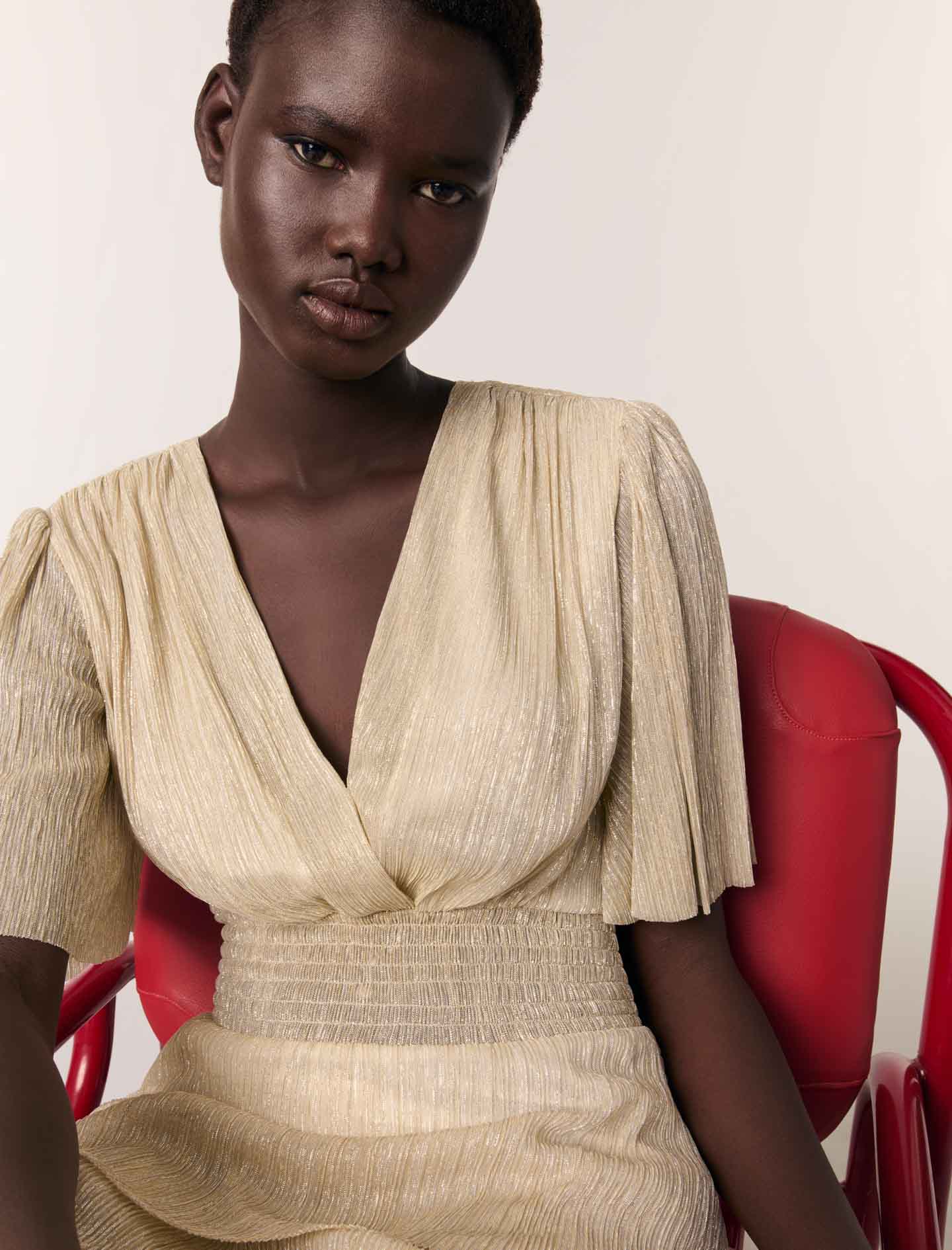 Vestido con volantes metalizado - Imagen 3