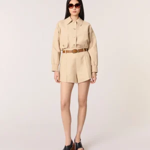 Pantalón corto de pinzas de lino