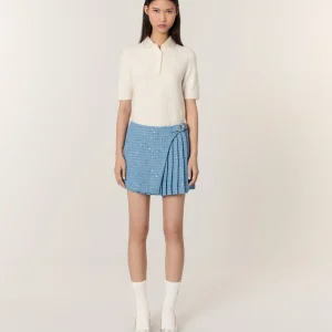 Falda pantalón plisada de tweed