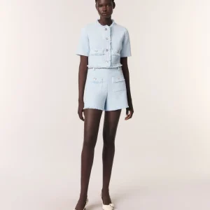 Short de tweed con cinturón