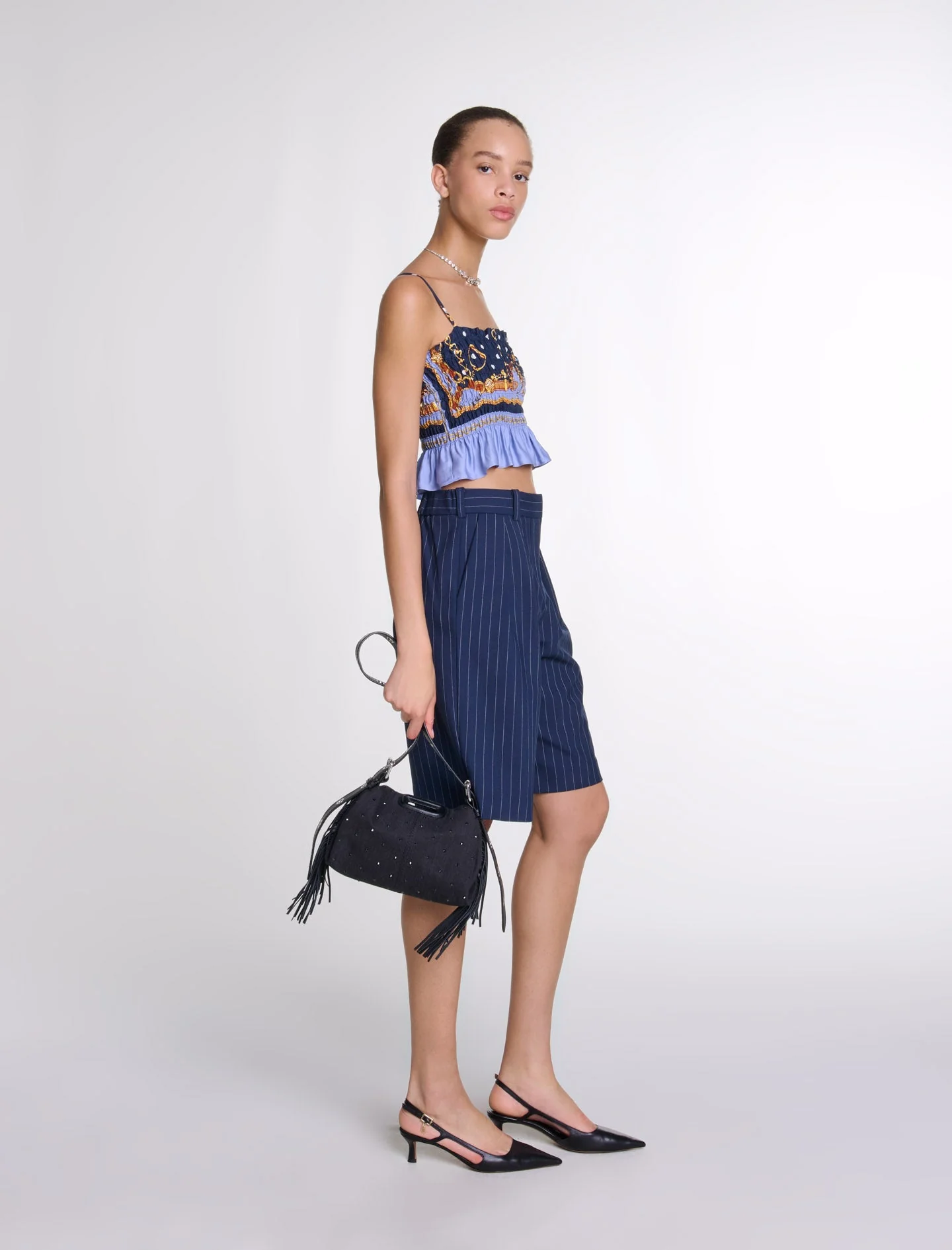 Crop top fruncido y estampado - Imagen 3