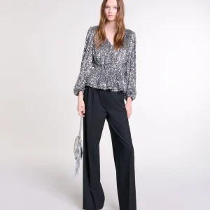 Top fruncido de lentejuelas