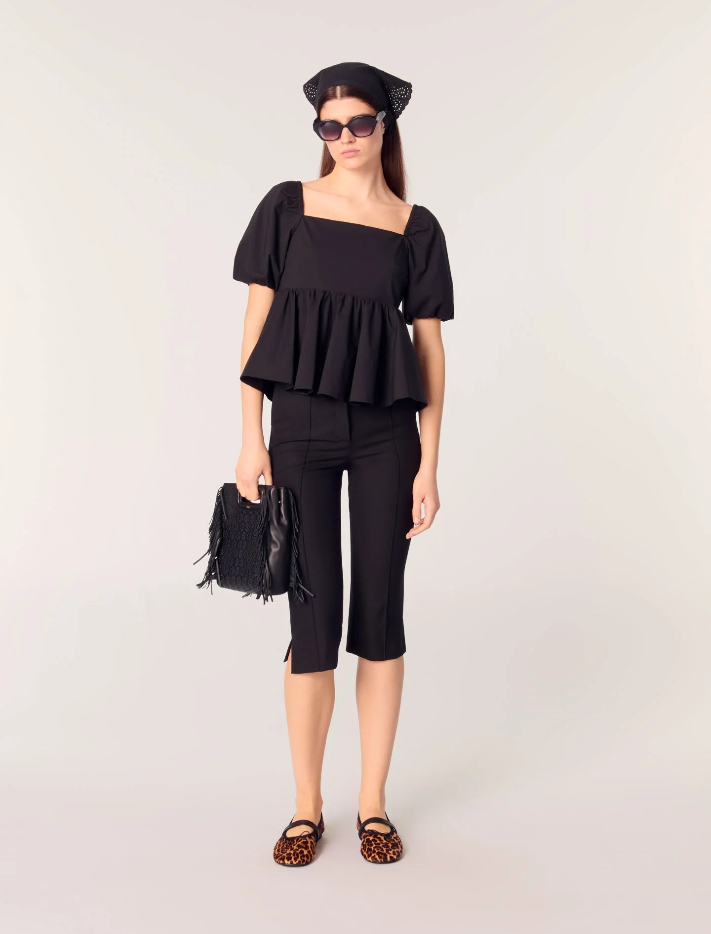 Top de popelina con mangas globo