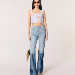 Top de tafetán estampado