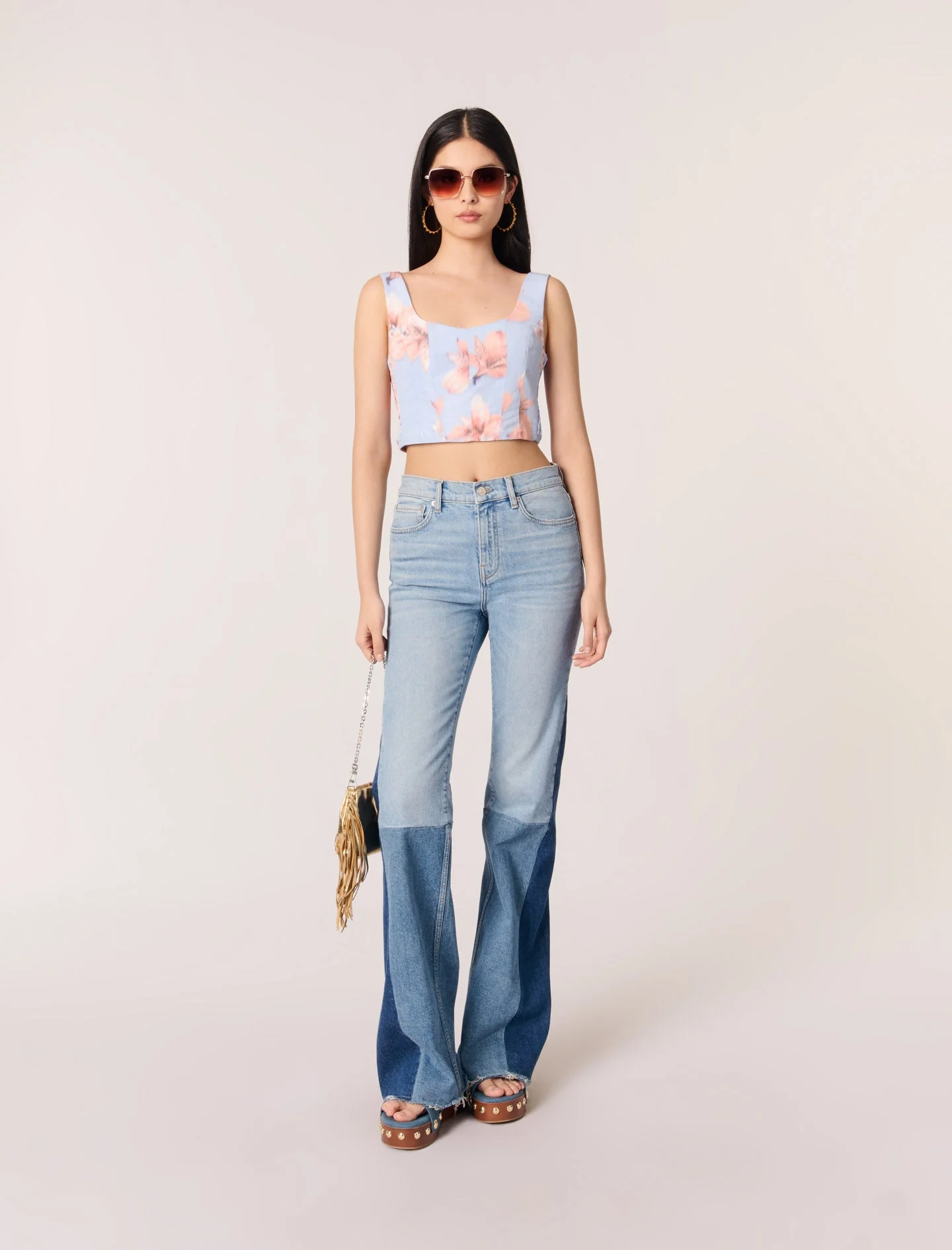 Top de tafetán estampado