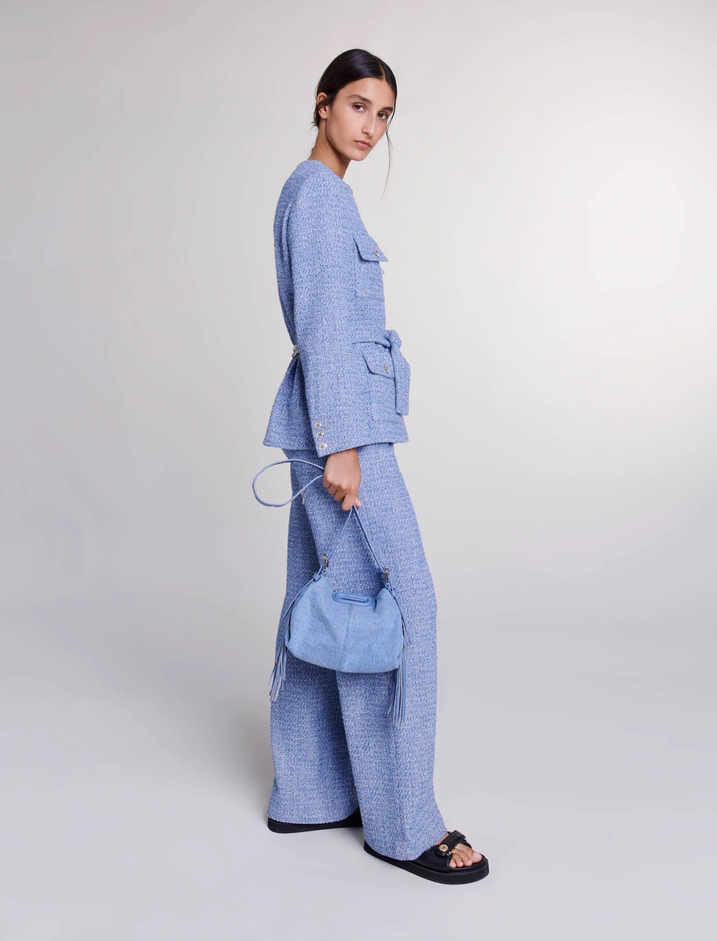 Chaqueta de tweed con cinturón - Imagen 3