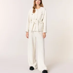 Chaqueta de tweed con cinturón