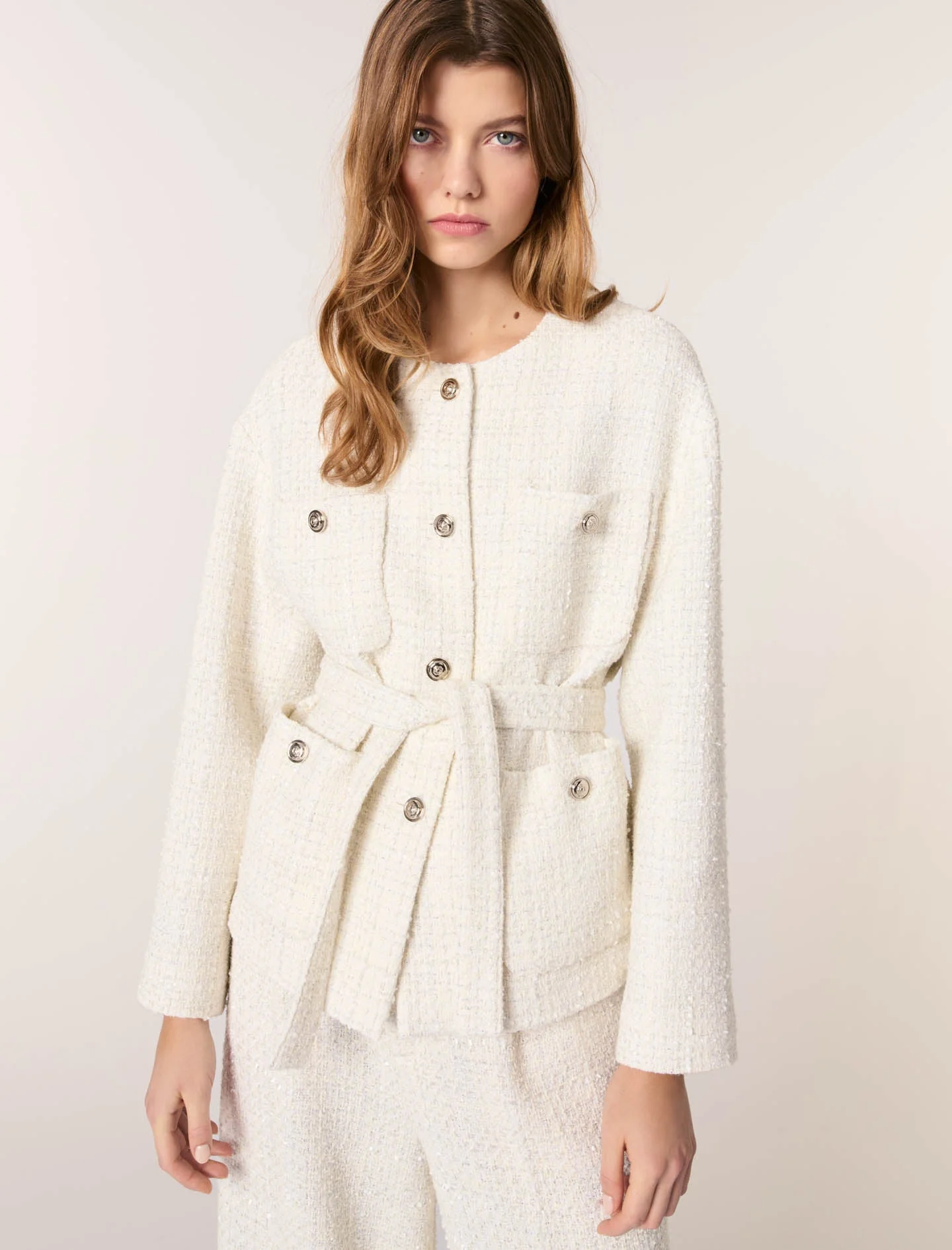 Chaqueta de tweed con cinturón - Imagen 5