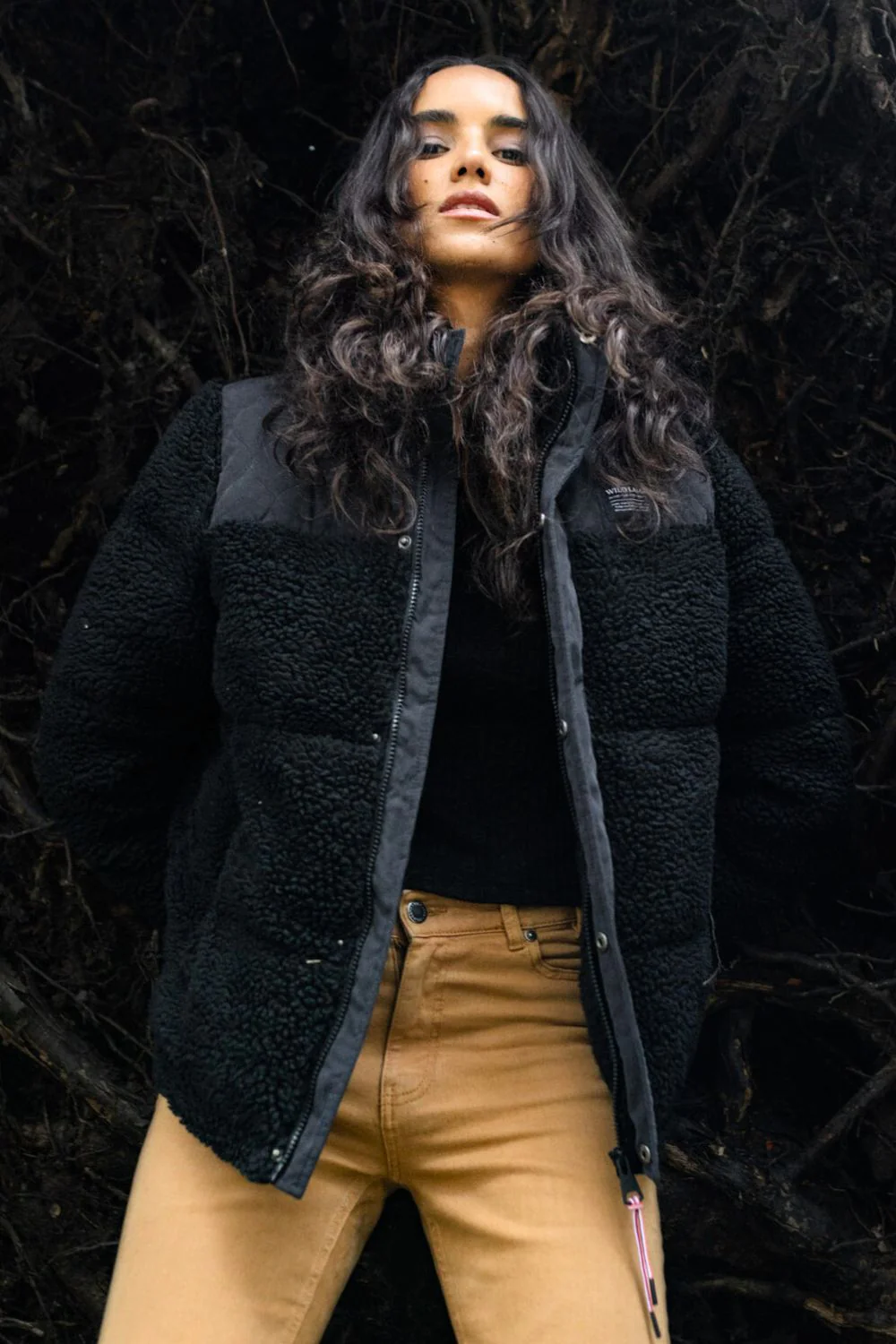 Parka Puffa Teddy Reciclada Negra Mujer