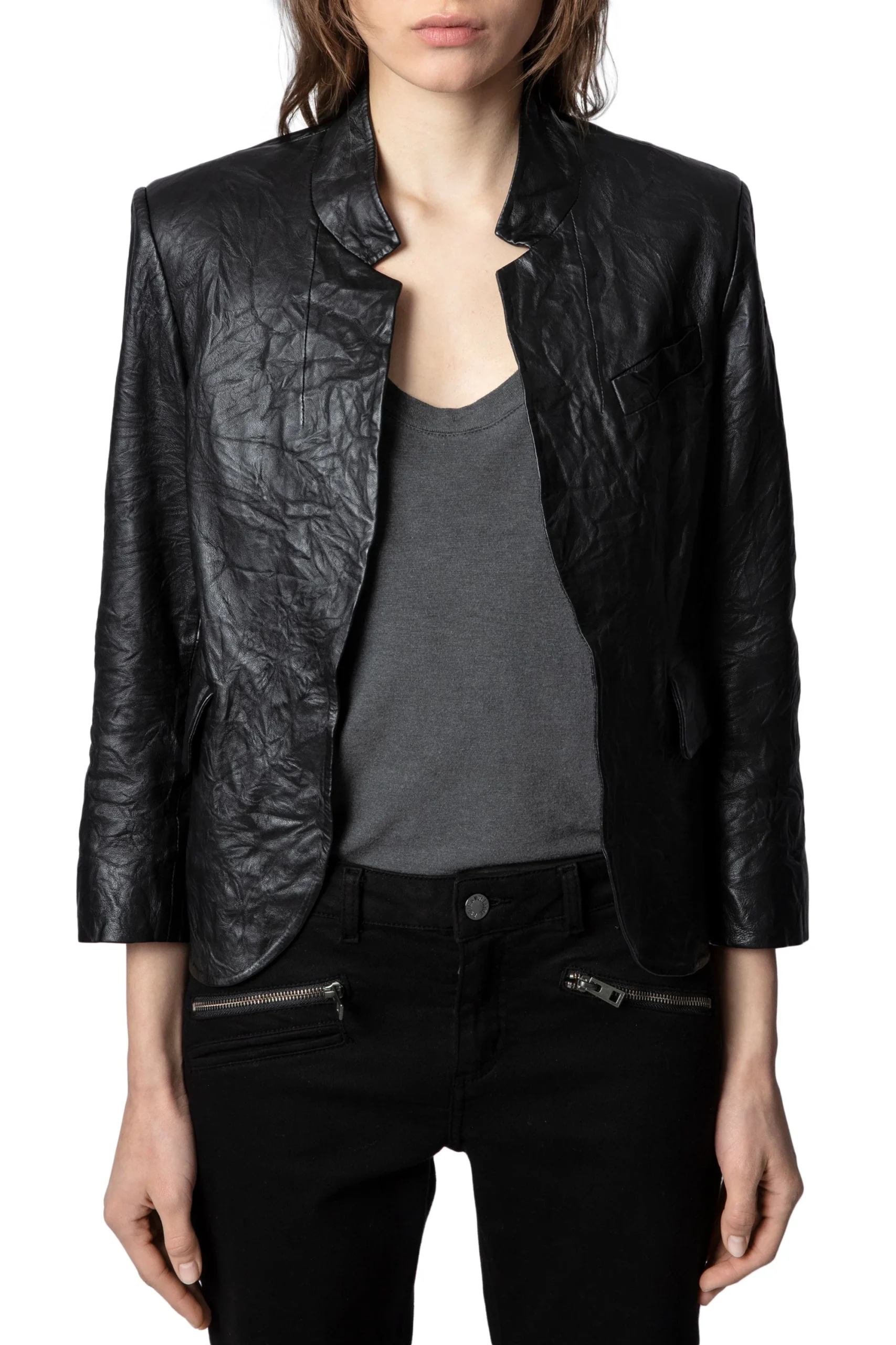 Saco Verys Cuir Froisse Noir - Imagen 6