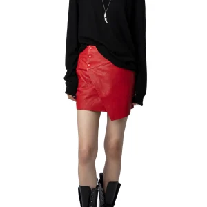 Falda Junko Cuir Biker Rojo