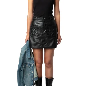 Falda Joana Cuir Lisse Noir