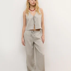 Pantalón bajo de lino