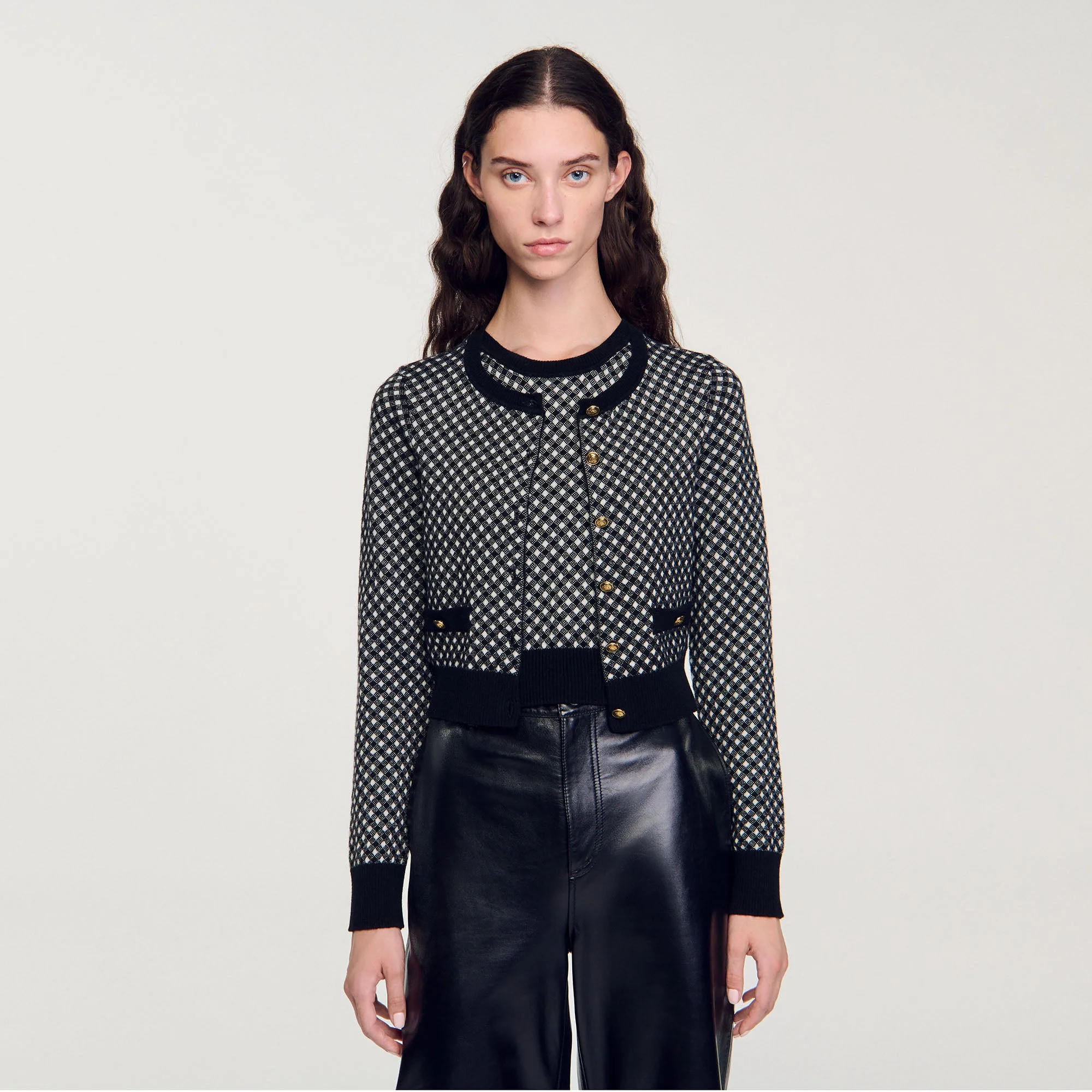 Cárdigan jacquard de cuadros - Imagen 3