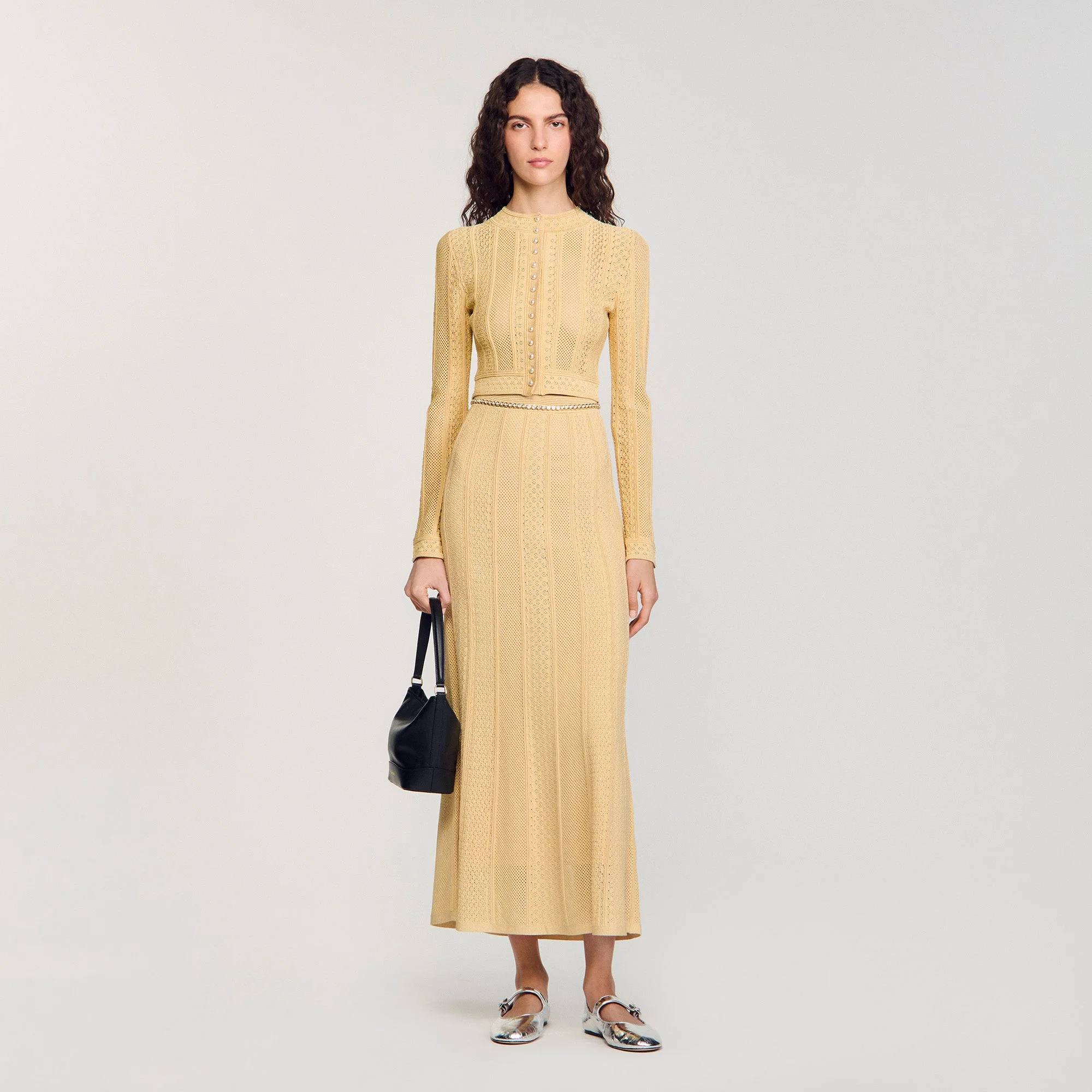 Cárdigan de punto pointelle