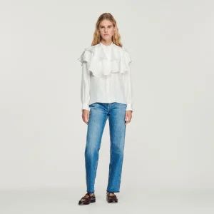 Camisa de seda con volantes