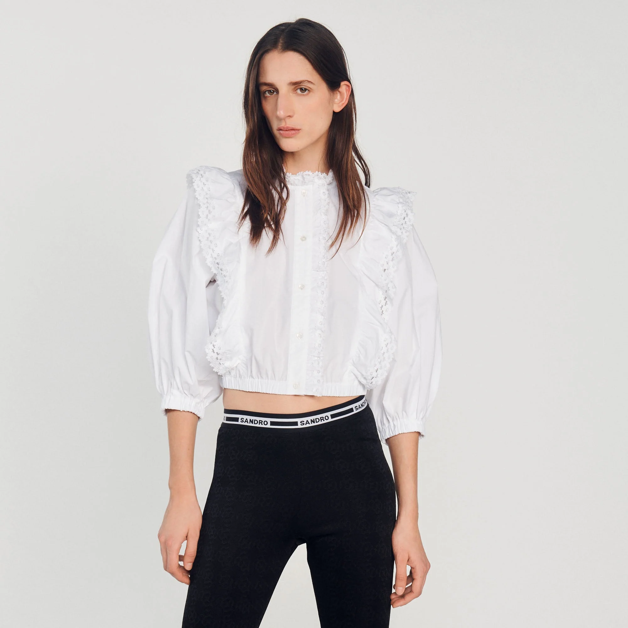 Blusa con volantes y encaje - Imagen 3