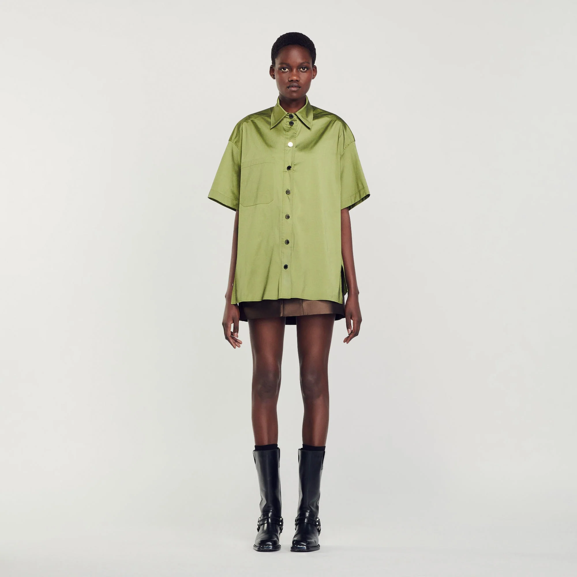 Camisa oversize satinada