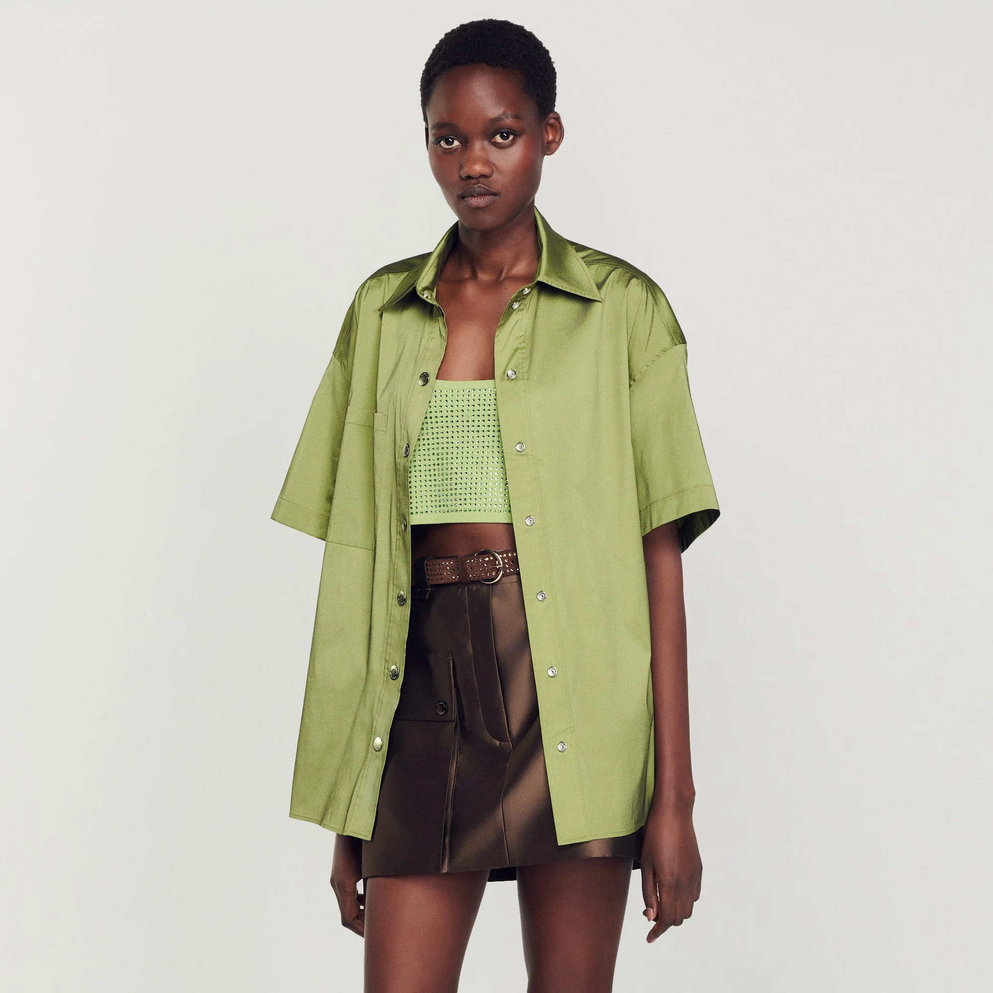 Camisa oversize satinada - Imagen 5