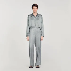 Camisa satinada decorada con strass