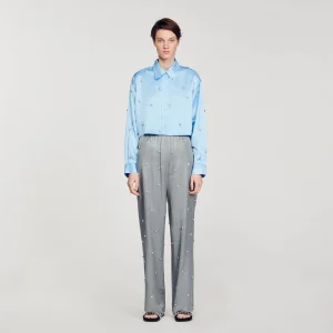 Camisa satinada decorada con strass