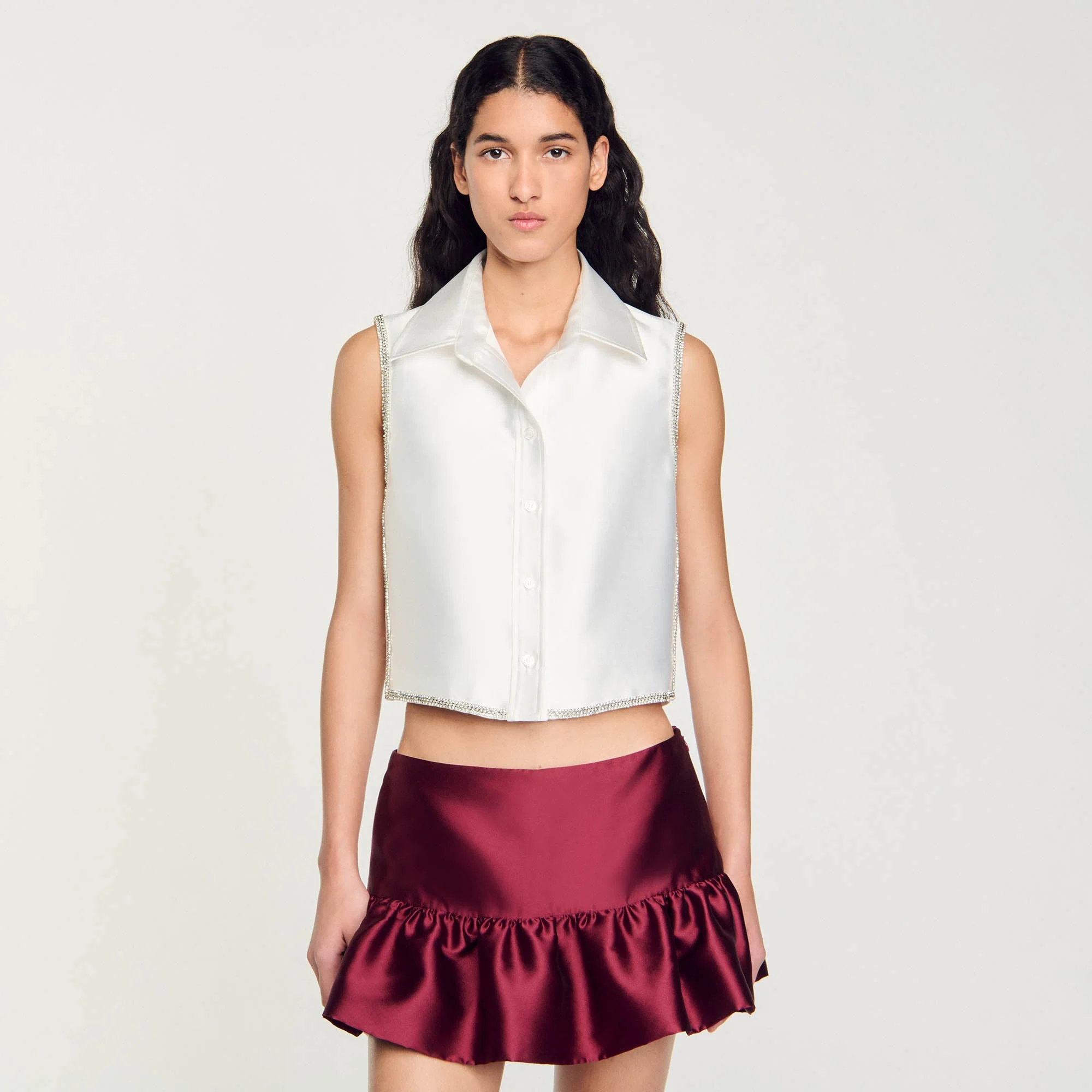 Camisa corta con brillantes - Imagen 3