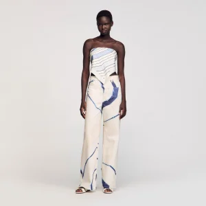 Vaquero ancho estampado a rayas