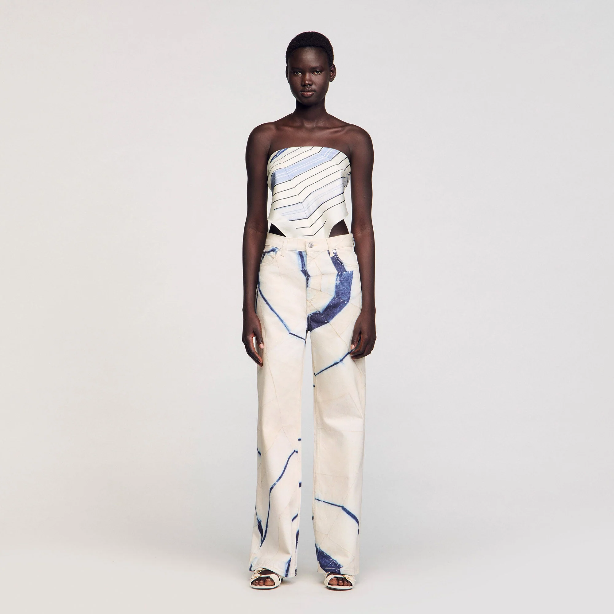 Vaquero ancho estampado a rayas - Imagen 3