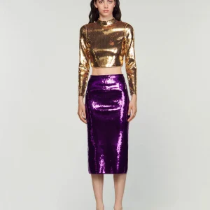 Falda semilarga con lentejuelas