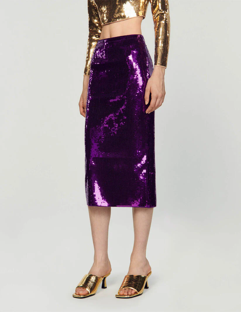 Falda semilarga con lentejuelas - Imagen 3