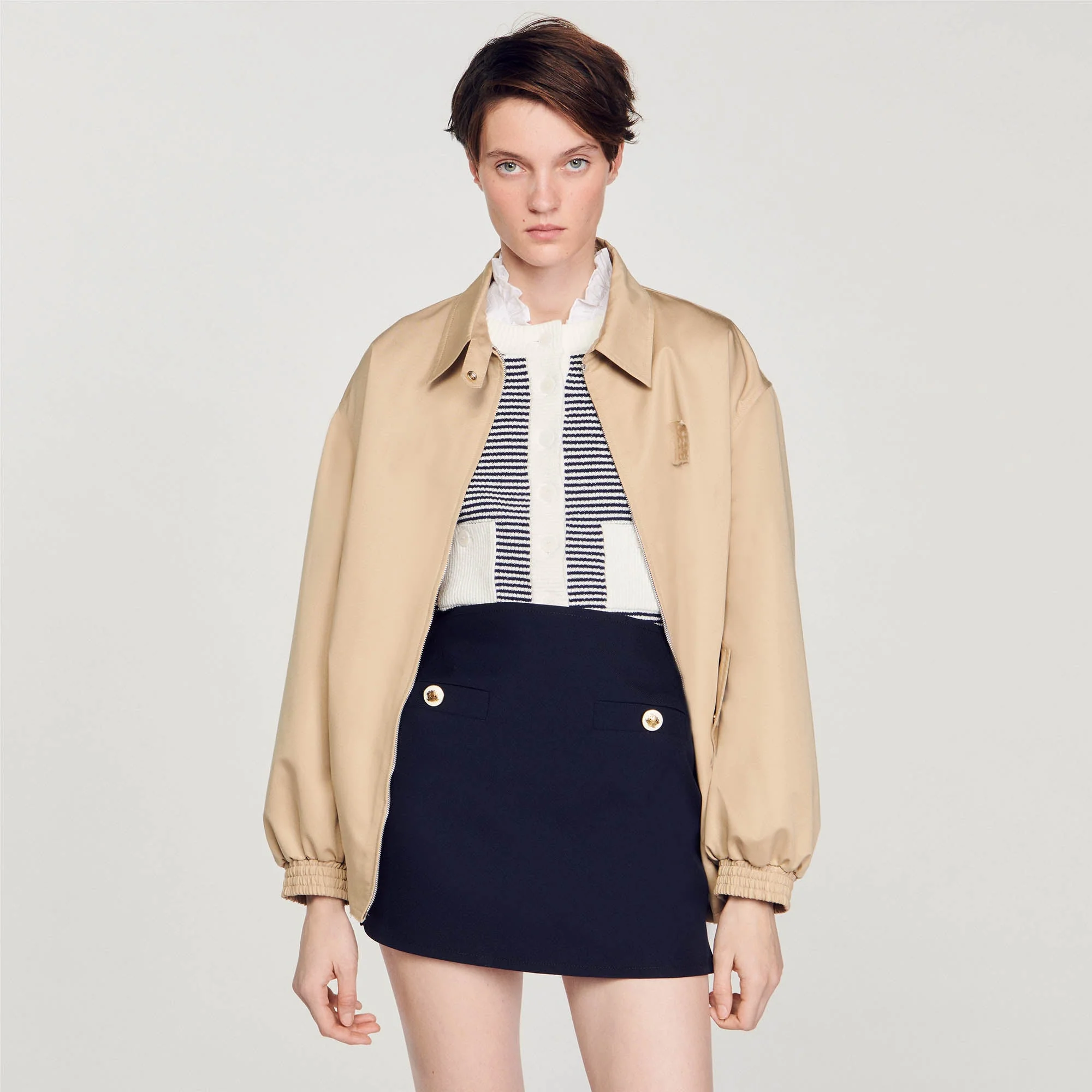 Falda corta de sarga de lana - Imagen 3