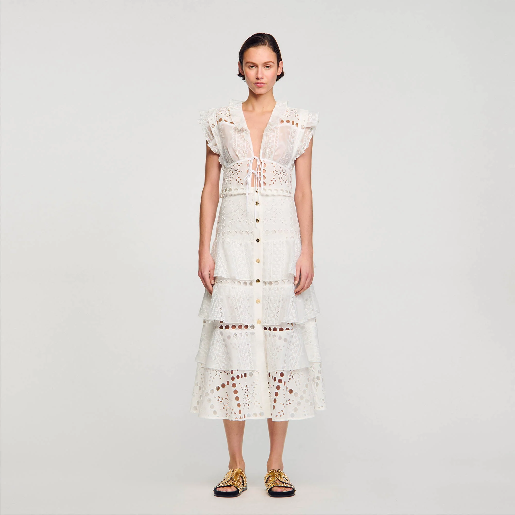 Falda larga con bordado inglés - Imagen 5