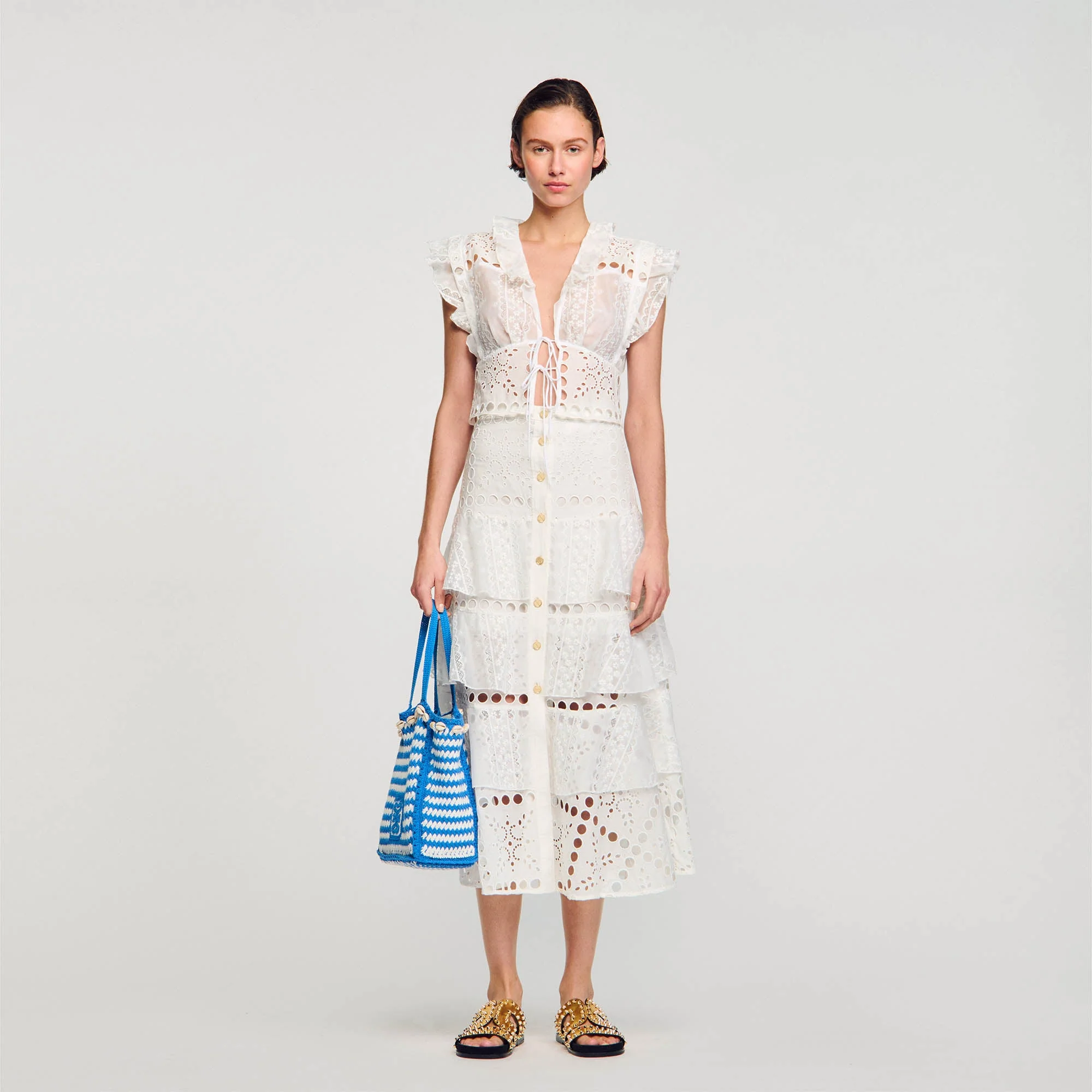 Falda larga con bordado inglés - Imagen 6