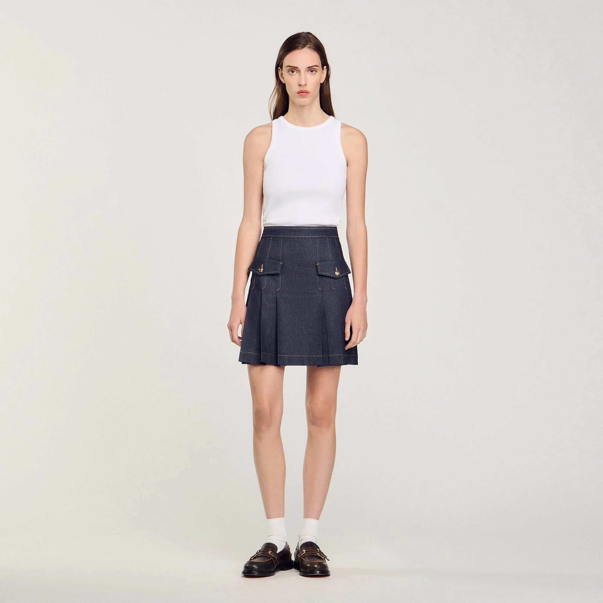 Falda vaquera plisada